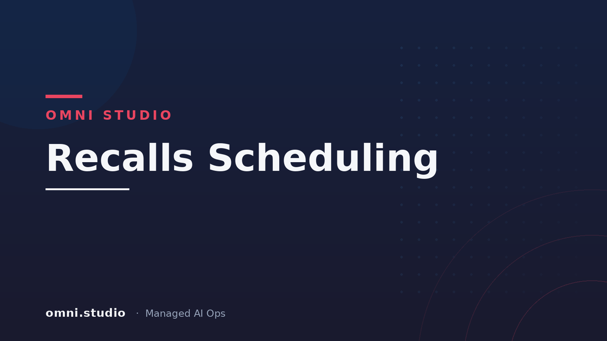 Recalls Scheduling — Omni Studio Managed AI Ops