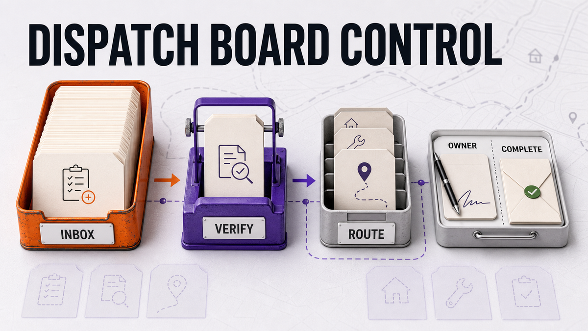 A clean dispatch board, no ghosts attached. — Omni Studio workflow visual