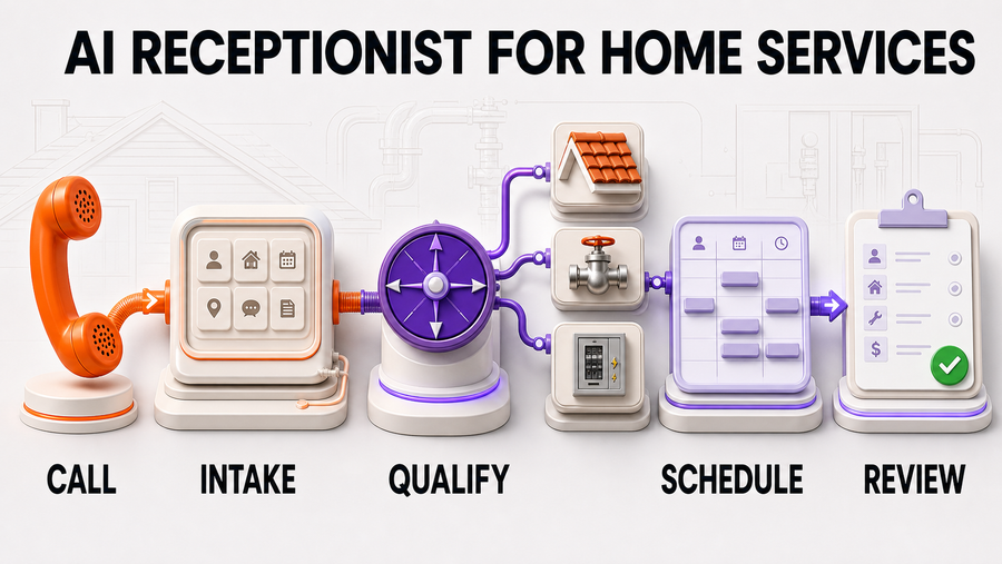 AI Receptionist for Home Services: What Actually Works for HVAC, Plumbing, and Field Teams — Omni Studio workflow visual