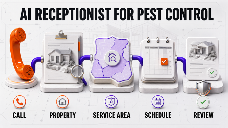AI Receptionist for Pest Control: Missed Calls, Inspections, and Recurring Plans — Omni Studio workflow visual