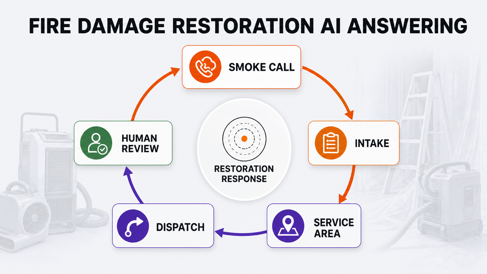 Fire Damage Restoration AI Answering Service: Capture Smoke and Cleanup Calls — Omni Studio workflow visual