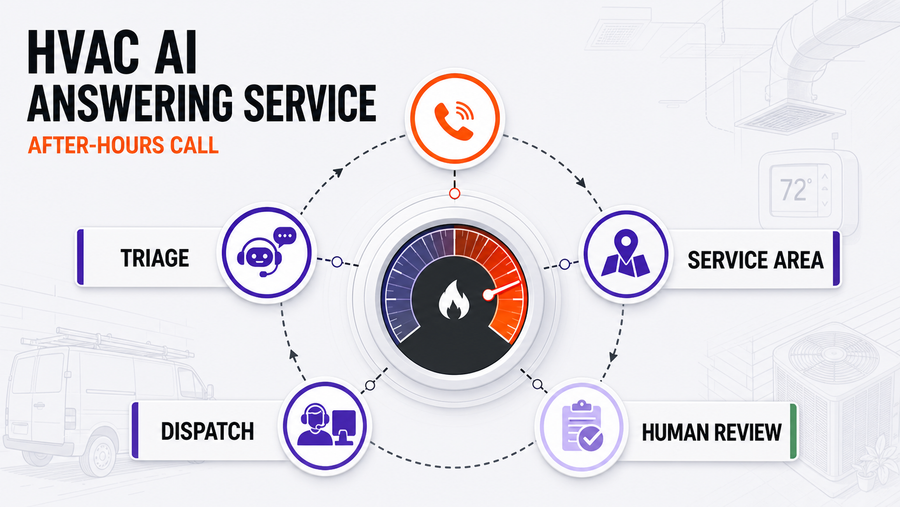 HVAC AI Answering Service: How to Capture Calls Without Losing Dispatcher Control — Omni Studio workflow visual