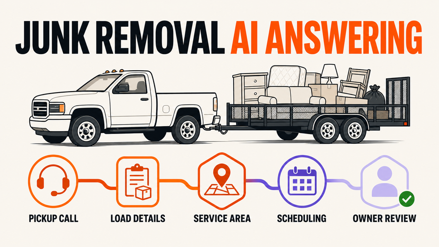 Junk Removal AI Answering Service: Intake, Estimates, and Scheduling With Approval Gates — Omni Studio workflow visual