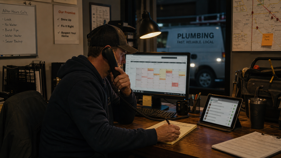 Plumbing AI Answering Service: How to Capture Emergency Calls Without Losing Control - Omni Studio home-service AI operations hero image