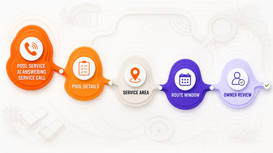 Pool Service AI Answering Service: Capture Calls, Repairs, and Route Requests Safely — Omni Studio workflow visual
