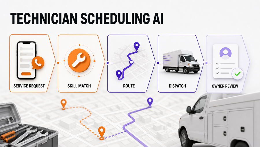 Technician Scheduling AI for Contractors: Dispatch Help Without Losing Control — Omni Studio workflow visual