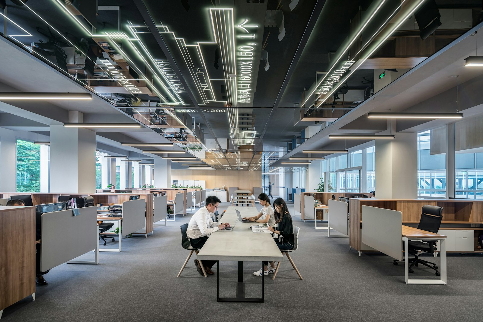 Team working together in an open-plan office