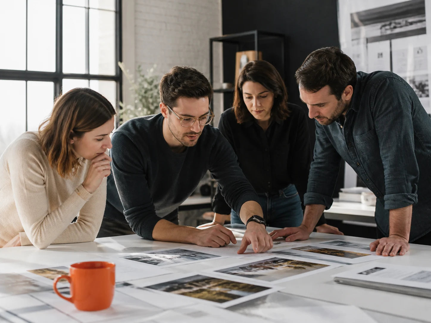 Marketing agency team reviewing a qualified client request