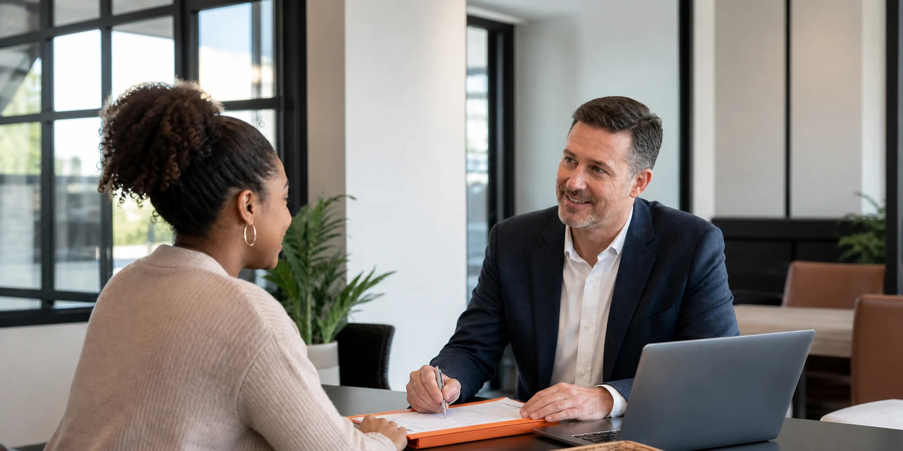 Property manager organizing a tenant or leasing request